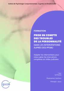Couverture du programme de la formation Prise en compte des troubles de la personnalité dans les interventions avec les PPSMJ